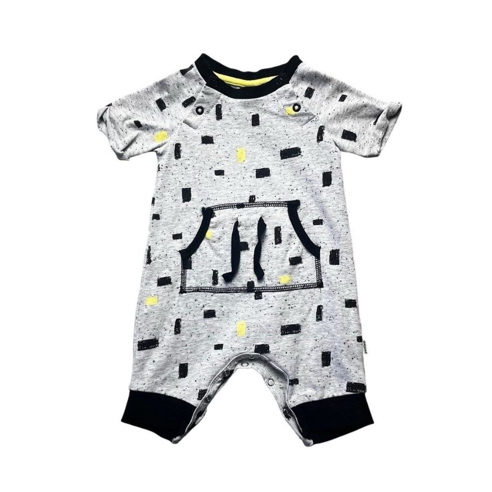 Petit Lem Baby Boy Block Print Playsuit In Gray Size 3 Months